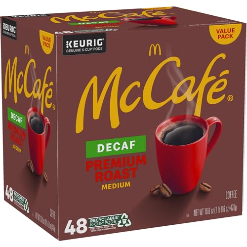 McCafe Premium Roast Decaf Coffee, Single Serve Keurig K-Cup Pods, Decaffeinated, 96 Count (4 Packs of 24)