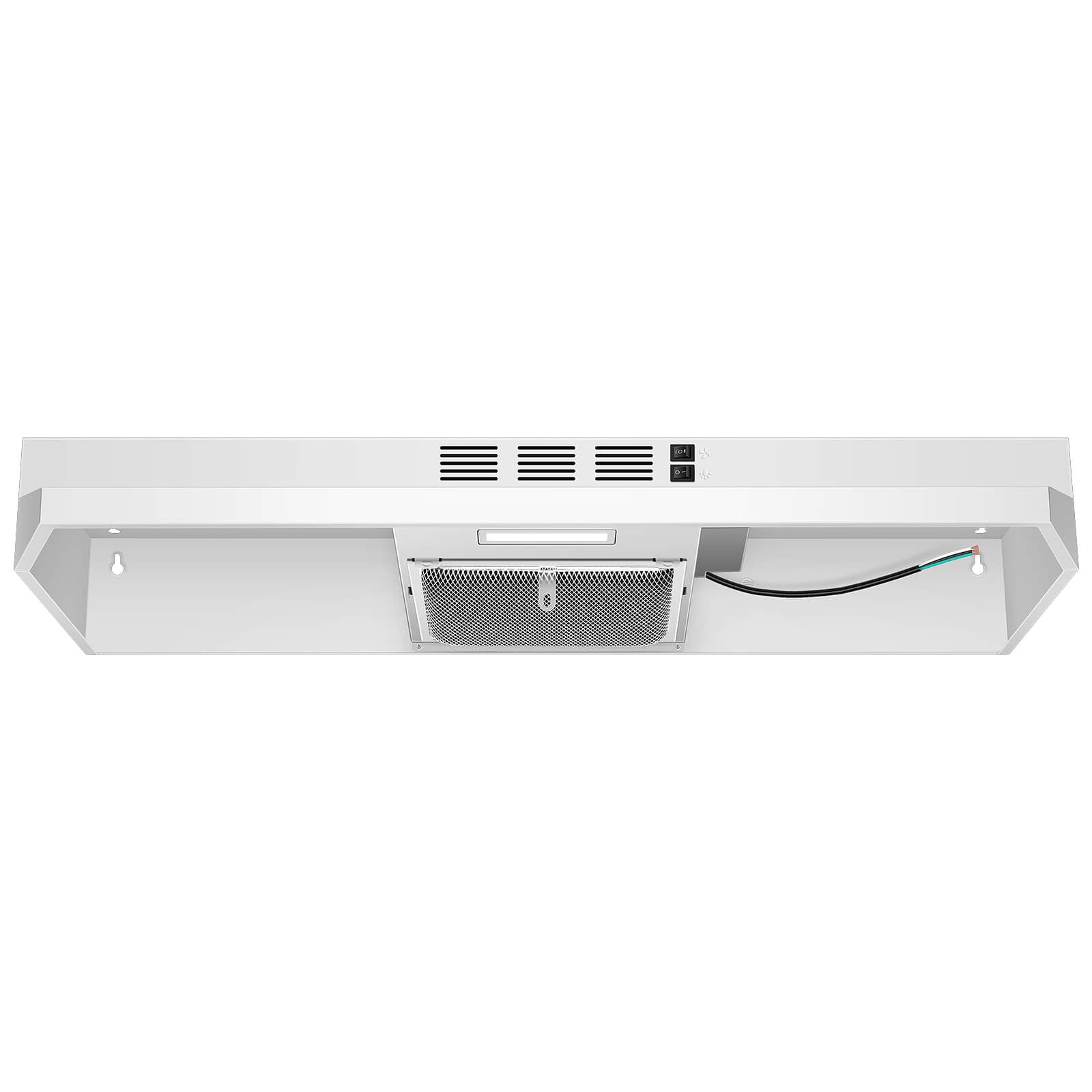 SNDOAS Range Hood 30 inch Under Cabinet, Ducted/Ductless Convertible Kitchen Hood, Stainless Steel Vent Hood with LED Light,Under Cabinet Hood with 2 Speed Exhaust Fan,Black