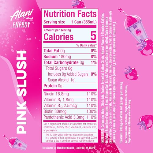 Alani Nu CHERRY TWIST Sugar Free, Low Calorie Energy Drinks, 200mg Caffeine, Biotin B Vitamins, Zero Sugar, 15 Calories, 12 Fl Oz Cans, 12 Pack0