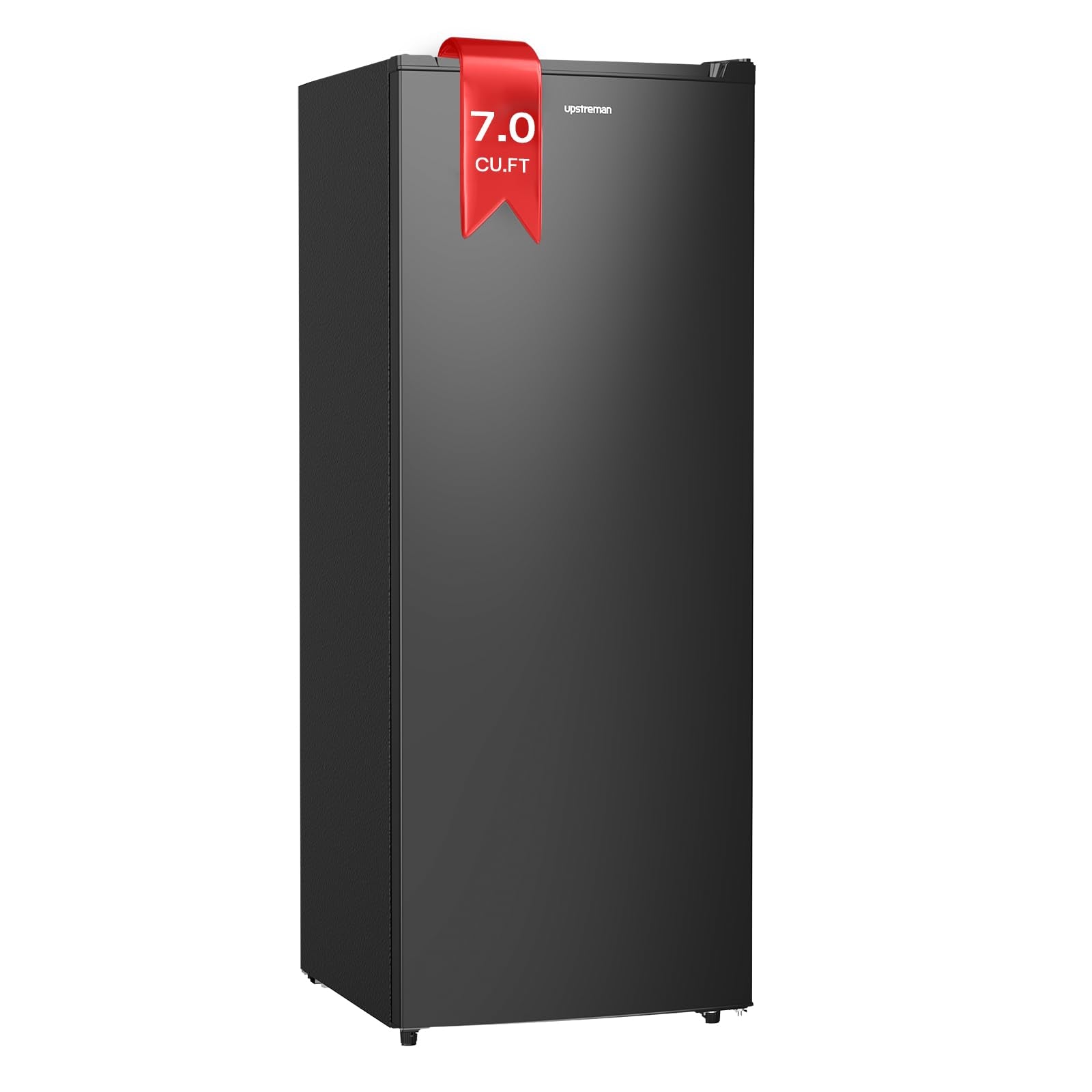 Upstreman 7.0 Cu.Ft Upright Freezer, Large Capacity Stand Up Freezer with 5 Adjustable Shelves, Convertible Refrigerator/Freezer, Reversible Door for Home, Basement, Apartment (White)