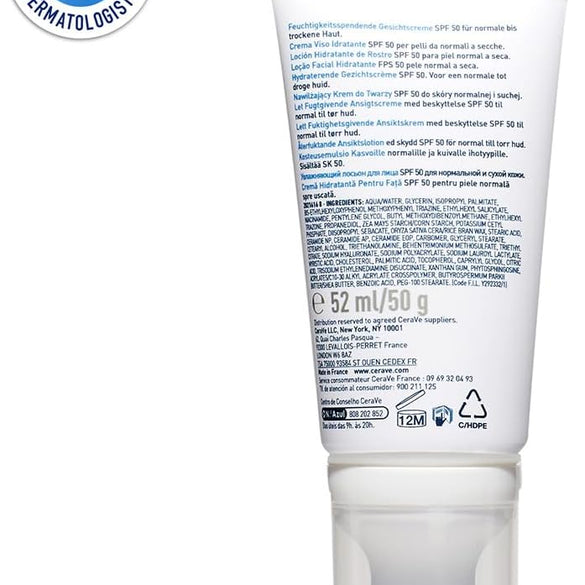 CeraVe AM Facial Moisturizing Lotion SPF50 for Normal to Dry Skin 52ml