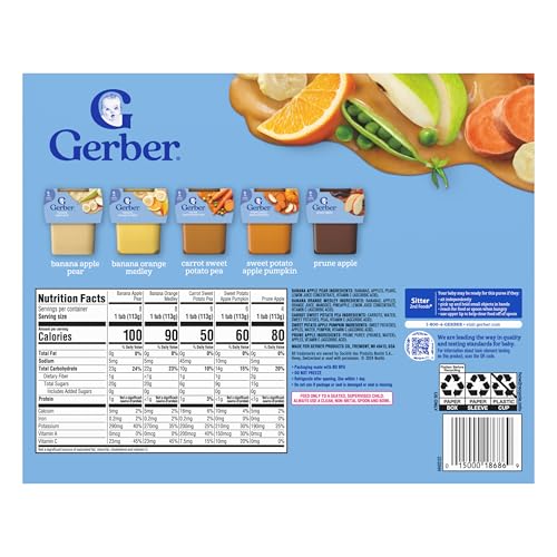 Gerber Stage 2 Baby Food, Nourishing Blends Tubs, Meat Meals Powerblend, Baby Puree, Variety Pack, 32PK