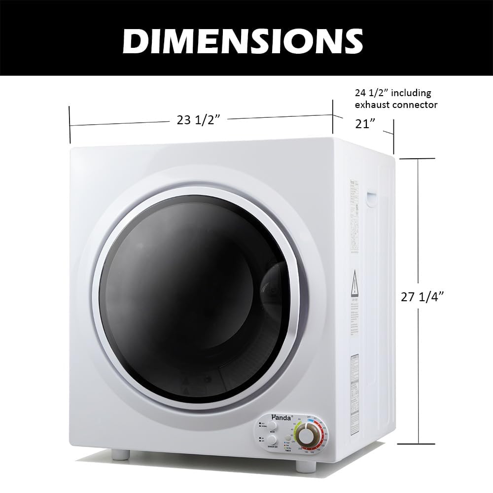 Panda Compact Dryer 13.2 lbs Load Volume 110V 1500W Portable Clothes Dryer 3.5 cu.ft. Stainless Steel Tub, 4 Drying Modes