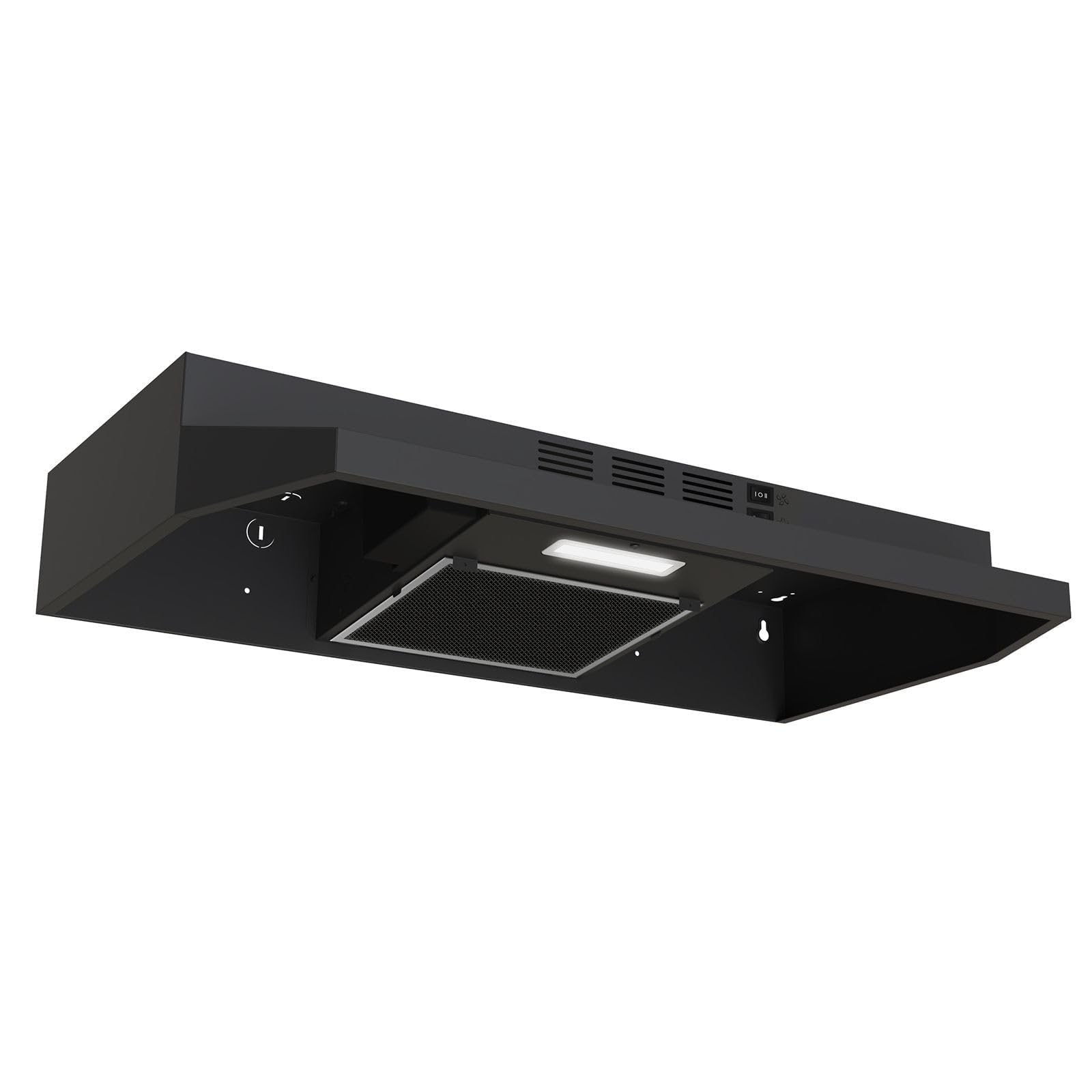 Range Hood 30 inch Under Cabinet, Stainless Steel Kitchen Vent Hood 280CFM, Built-in Kitchen Stove Hood w/Rocker Button Control, Ducted/Ductless Convertible Duct, 2 Speeds Fan, Bright LED Light