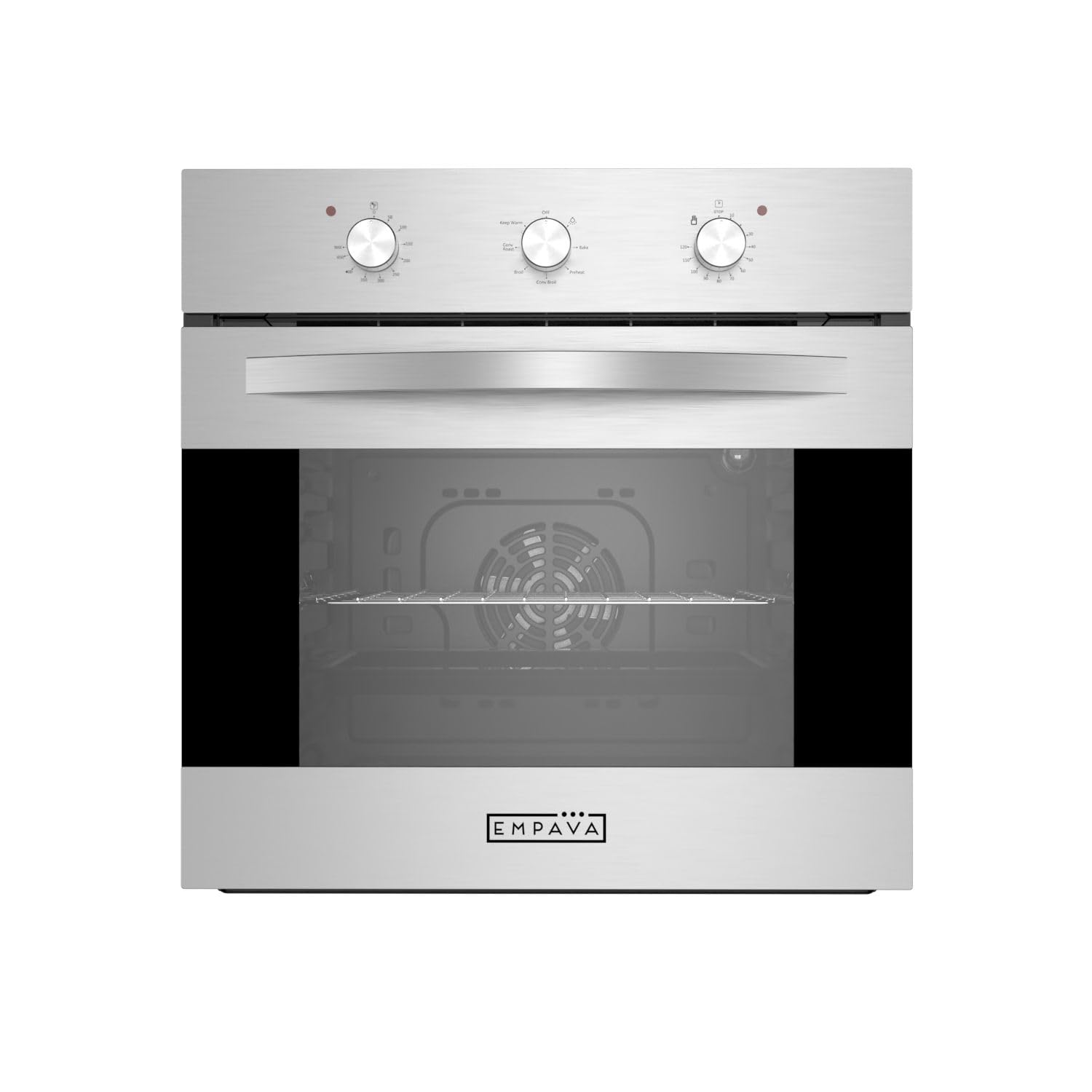 Empava 24 Inch Electric Single Wall Oven 10 Cooking Functions Deluxe 360° ROTISSERIE with Sensitive Touch Control in Stainless Steel, C02