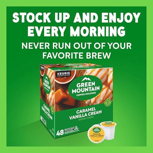 Green Mountain Coffee Roasters Caramel Vanilla Cream Keurig Single-Serve K-Cup pods, Light Roast Coffee, 72 Count