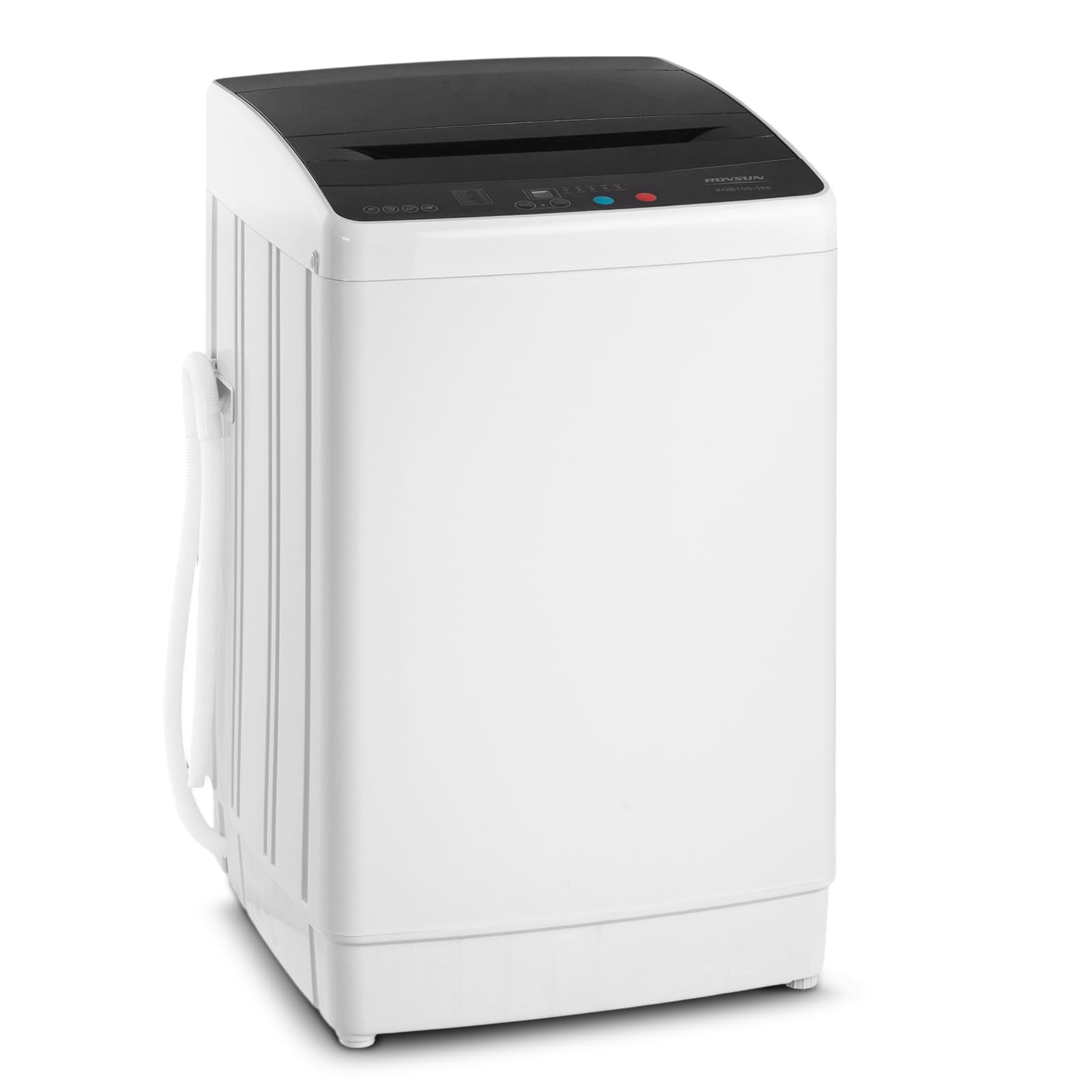 ROVSUN 17.8LBS Portable Washing Machine, Full-Automatic Electric Laundry Machine with Stainless Steel Drum, Compact Washer and Spin Dryer Combo with Drain Pump for Apartment, Dorm, Home