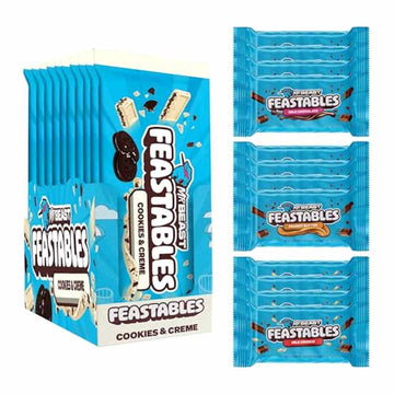 Feastables MrBeast Milk & Cookies Pack, King Size Milk Chocolate & Cookies & Creme Bars, 10 Each, Candy Bars for Adults & Kids as Snacks, Gifts, or Dessert, Fairtrade Cocoa, 2.1 Oz Each, 20 Count