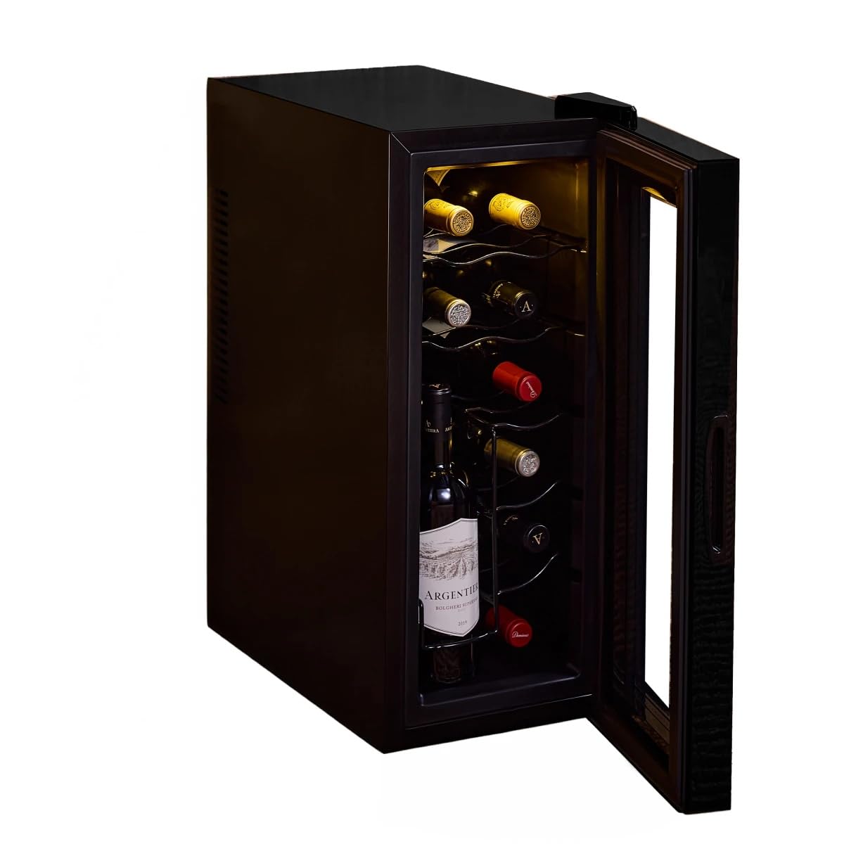 Wine Enthusiast 18-Bottle Slimline Dual Zone Wine Cooler - Energy Efficient Freestanding Wine Refrigerator - Upright Bottle Storage, Adjustable Thermostat, Digital Touchscreen (20.5” x 10.7" x 36.8”)