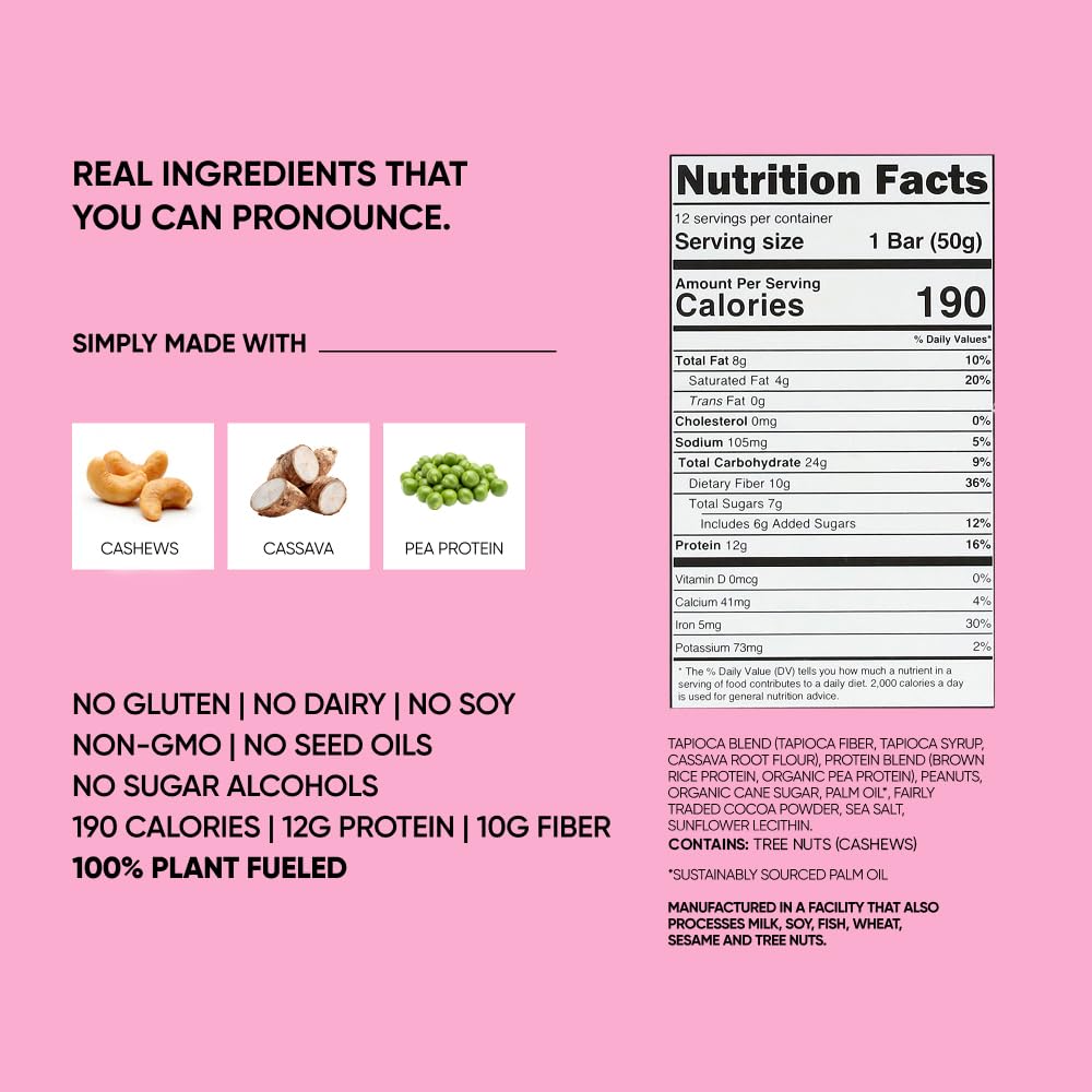 TRUBAR Vegan Protein Bars - Soy Free, Dairy Free, Gluten Free Protein Bars - No Sugar Alcohols - Non-GMO - 12g of Protein - It's Mint To Be Chip - 12 Count