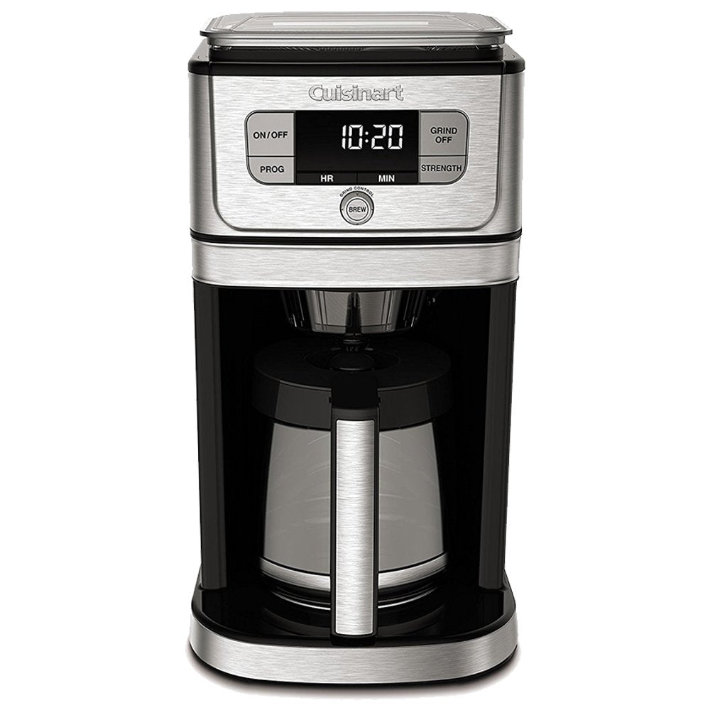Cuisinart Automatic Grind & Brew 12-Cup Coffee Maker with Blade Grinder, Programmable Coffee Machine Glass Carafe with 1-4 Cup Setting, Brew Pause, Grind-Off Option, DGB-400NAS, Black/Stainless Steel