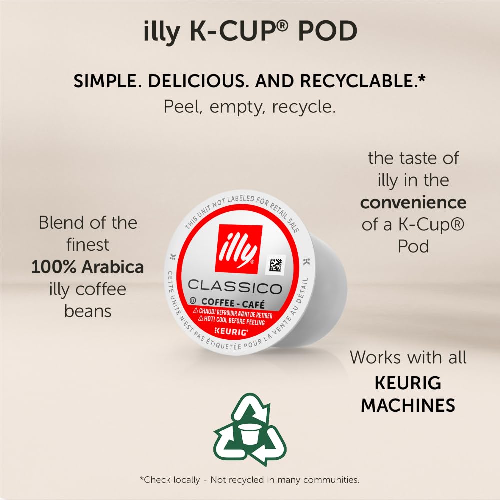Illy Coffee K Cups - Pods For Keurig Machines – Classico Roast - Caramel, Orange Blossom & Jasmine - Mild, Flavorful & Balanced Flavor - No Preservatives – 32 Count