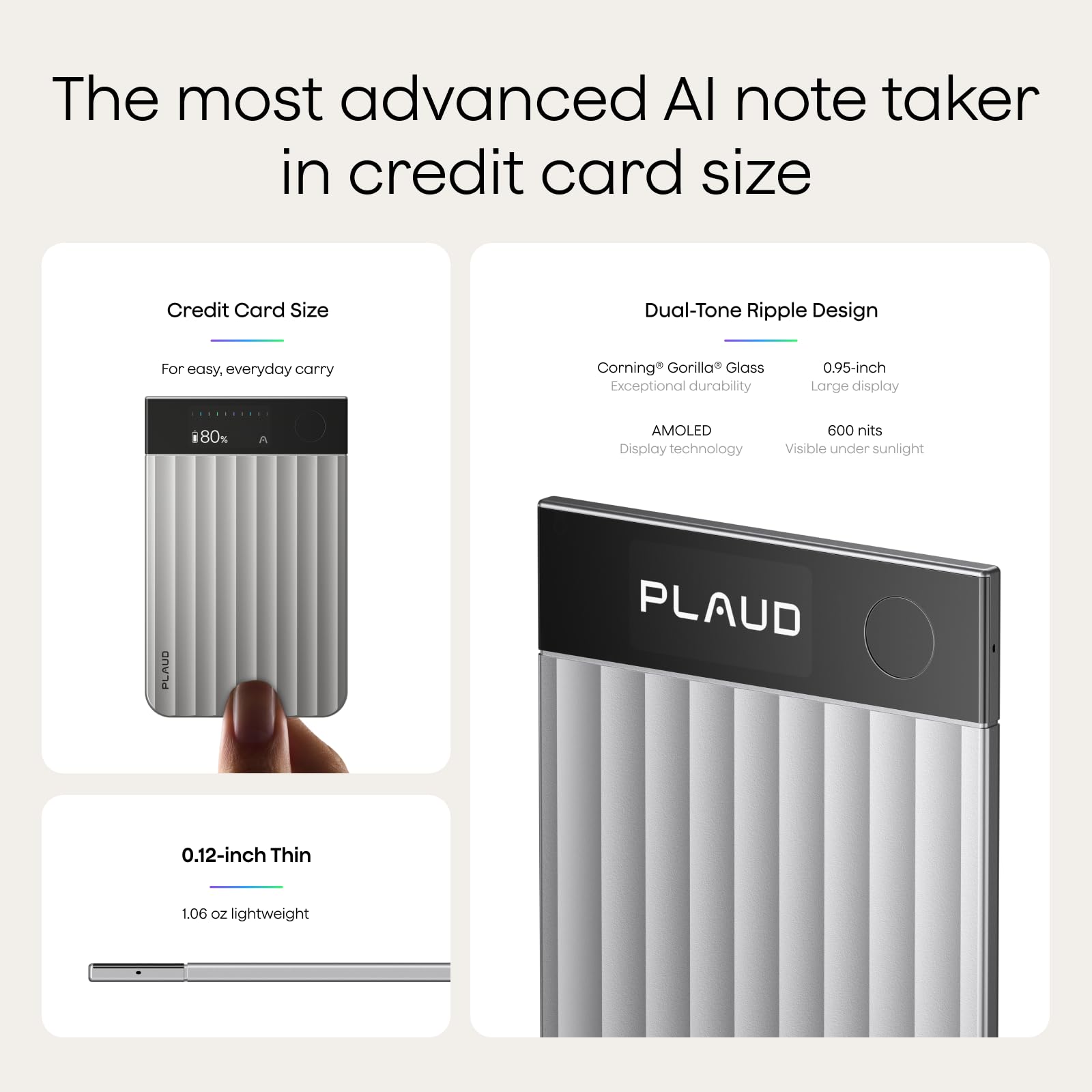 Plaud Note Pro AI Voice Recorder, Transcribe & Summarize with AI Note Taker for Meetings & Calls, Professionals & Teams, Supports 112 Languages, Ultra-Slim, InstantView Display, Case Included, Black