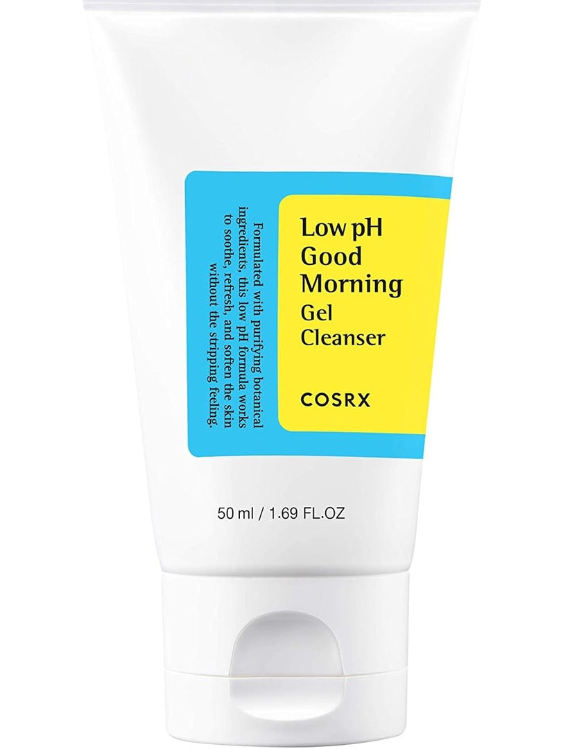 COSRX Low pH Good Morning Gel Cleanser 1.7 fl.oz / 50ml | TSA Approved Travel Size Mild Face Cleanser | Korean Skin Care for Acne Prone Skin, PH Balancing, Anti Acne, Breakouts Treatment