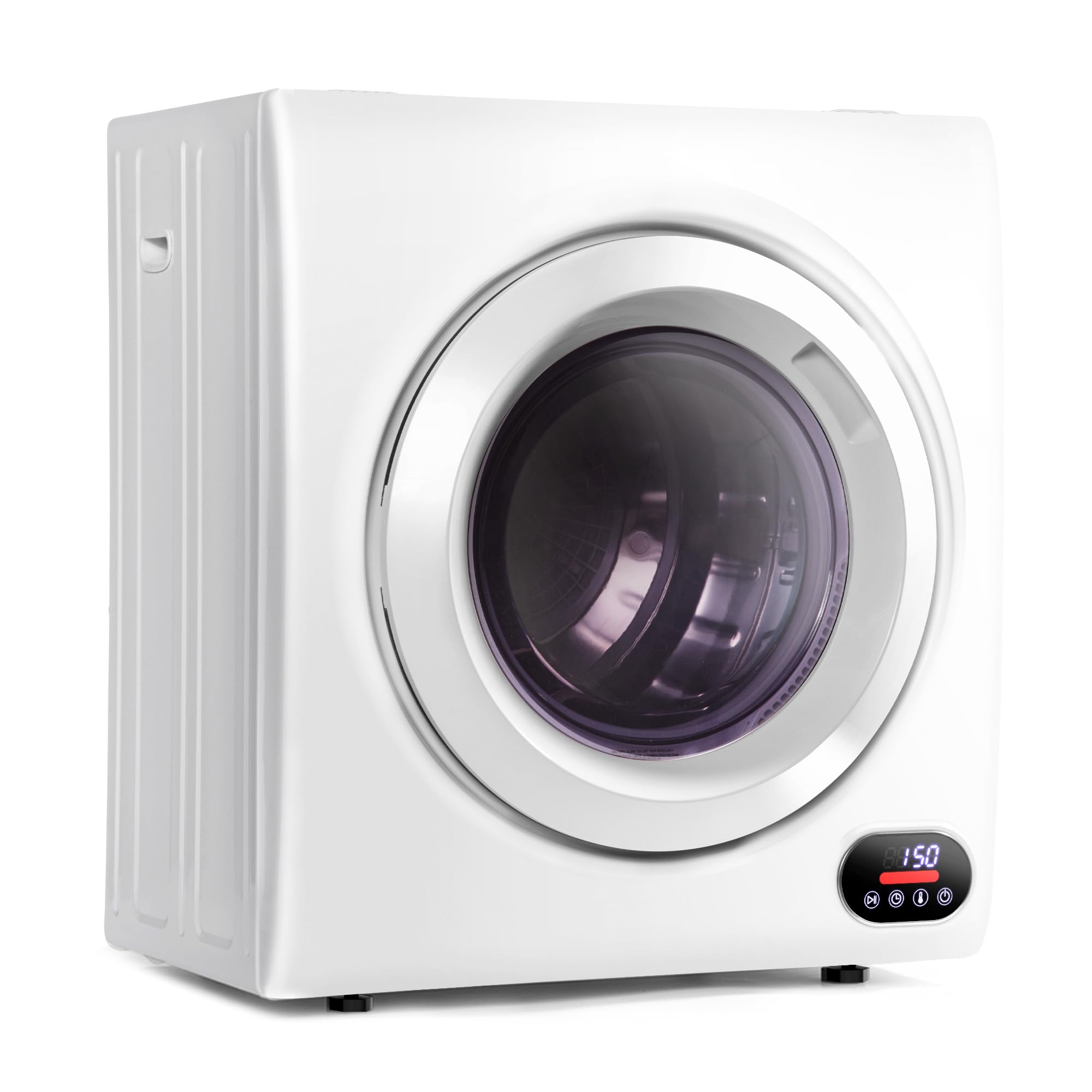 Euhomy Compact Laundry Dryer, 3.5 cu ft Front Load Stainless Steel Clothes Dryers With Exhaust Pipe, 1500W, LCD Control Panel Four-Function Portable Dryer For Apartments, Home, Dorm, White