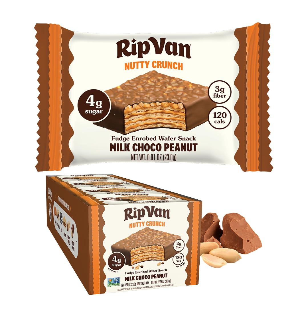 Rip Van Vanilla Keto Wafer Cookies, Healthy Vegan Snack, Non GMO, Low Carb, Low Sugar (1g), Low Calorie, 16 Count
