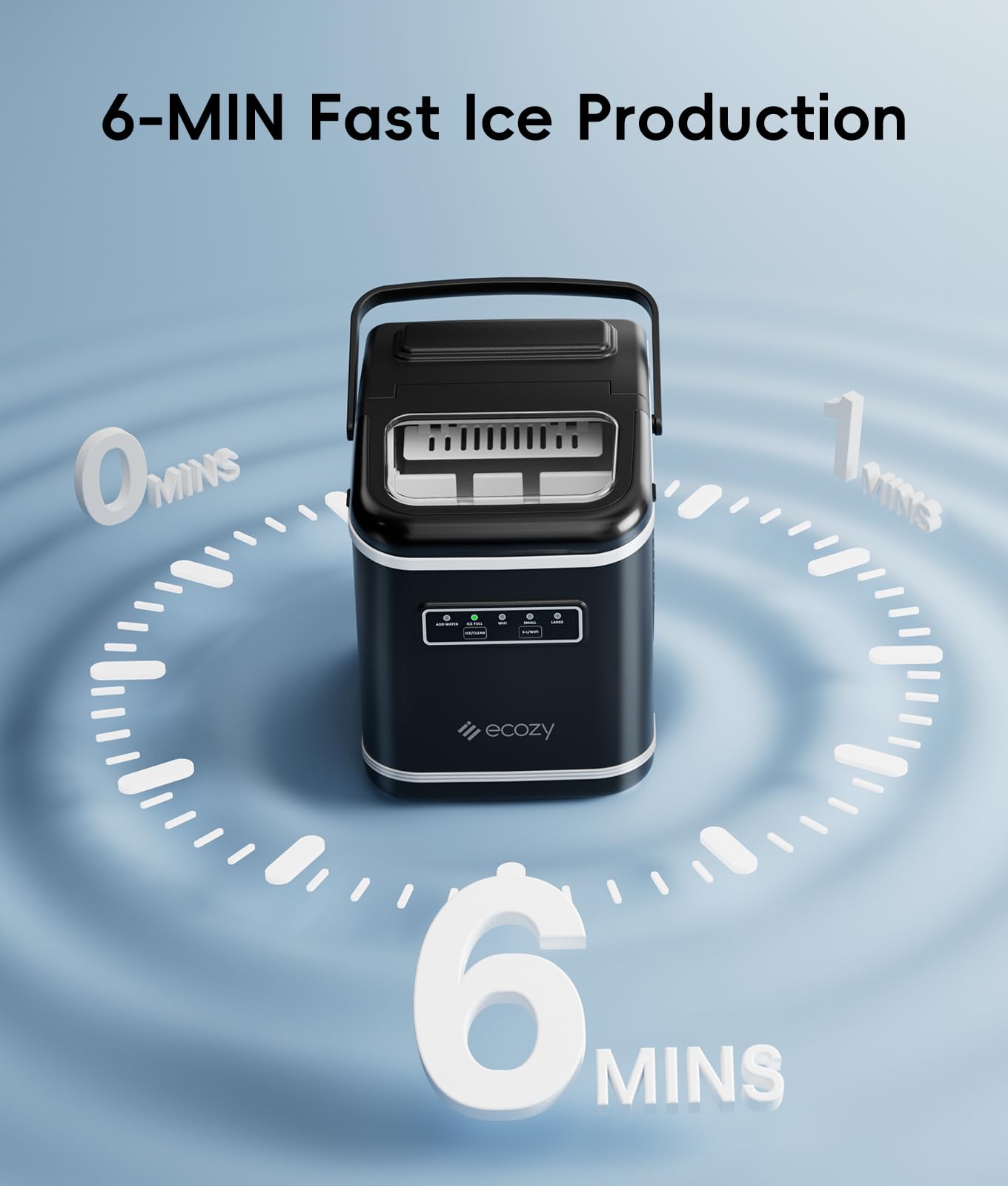 ecozy 2.1" Clear Ice Ball Maker Countertop with CrystalFlux Technology, Minimal Footprint Sphere Ice Maker with 8H Timer, 1 pc in 30 Mins, 48 pcs/Day, Self-Cleaning for Home Bar Whiskey & Bourbon