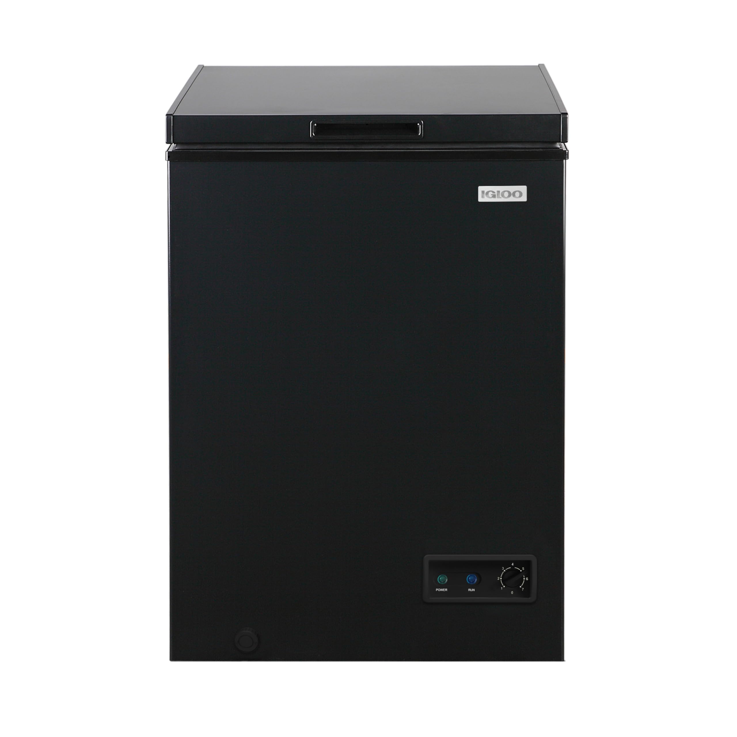 Igloo 3.5 Cu Ft. Upright Deep Freezer Chest- Deep Freezer with Quick Freezing System & Adjustable Thermostat- Low Noise Freezer with Removable Basket & LED Lights for Homes, Garages & Basements- Black