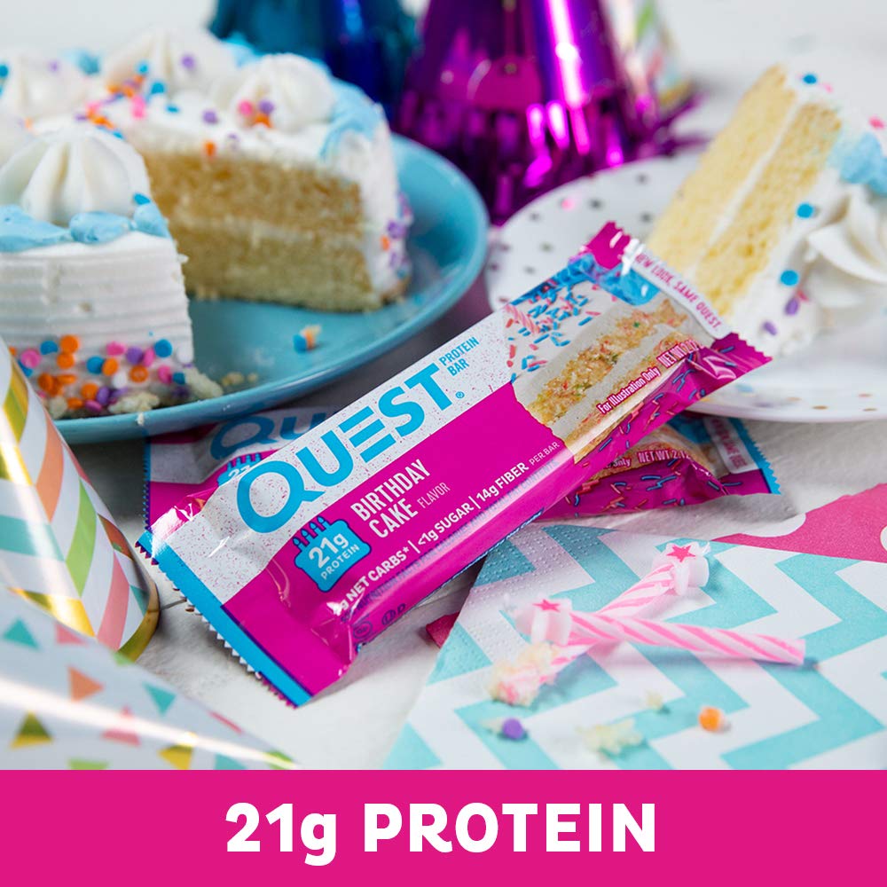 Quest Nutrition Chocolate Chip Dough Cookie Protein Bars, 21g Protein, 1g Sugar, 4g Net Carb, High Fiber, Gluten Free, Keto Friendy, 12 Count