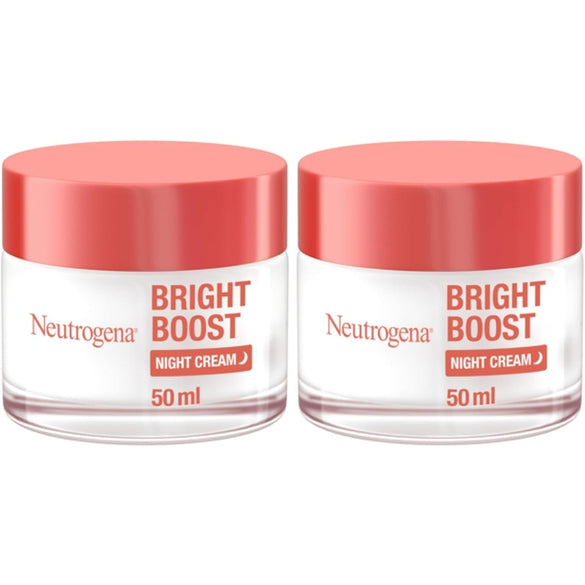 Neutrogena Bright Boost Night Gel Cream, 50ml, energizes dull skin, non-comedogenic, alcohol-free, formulated with Neoglucosamine for brighter, smoother skin