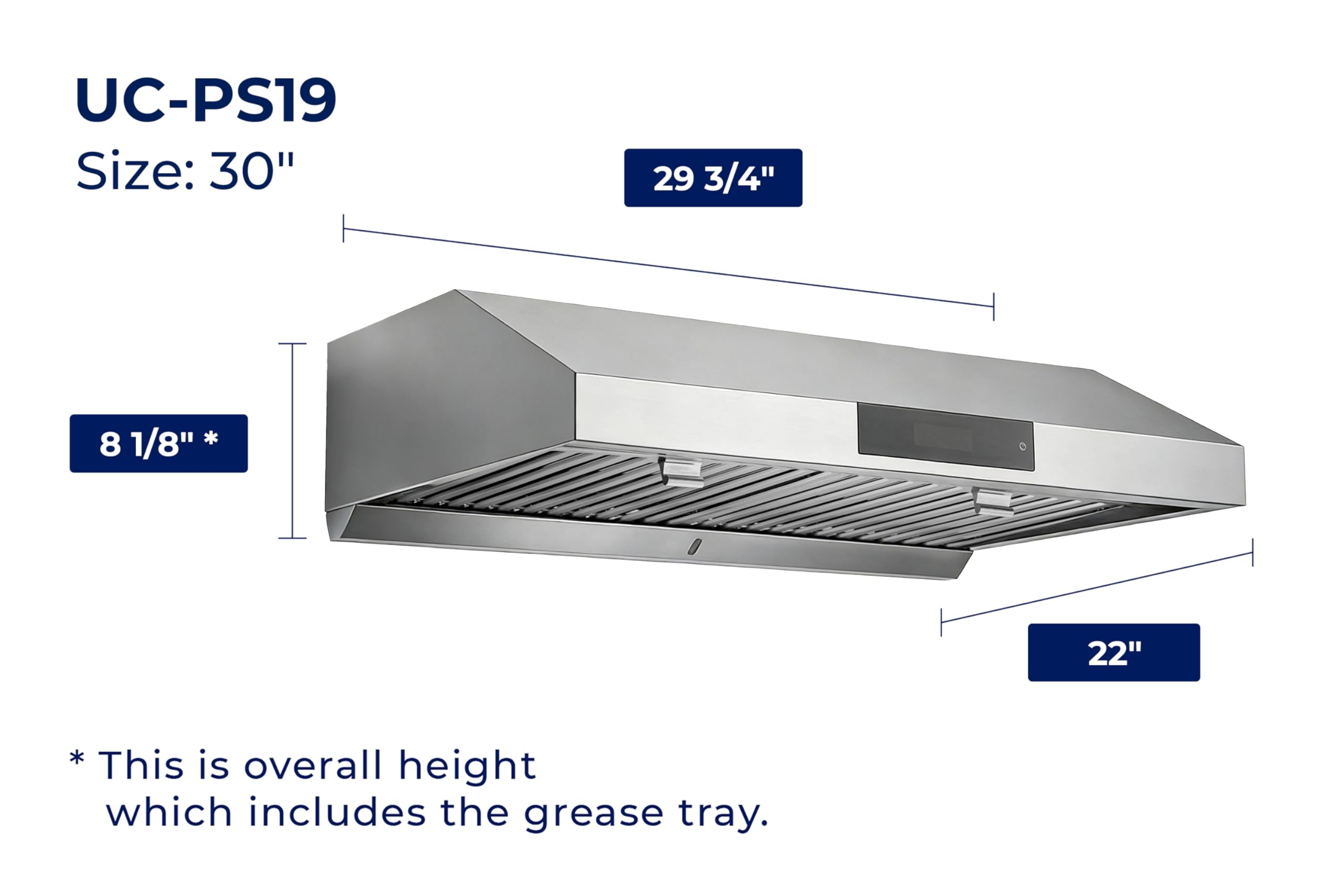 Hauslane Range Hood 30 Inch - Ducted Under Cabinet Range Hood 30" Stainless Steel Kitchen Hood, 6 Speed Vent Hood 30 Inches, Stove Vent Hood for Kitchen, Vent Hoods 30 Inch with LED - Chef Series PS18