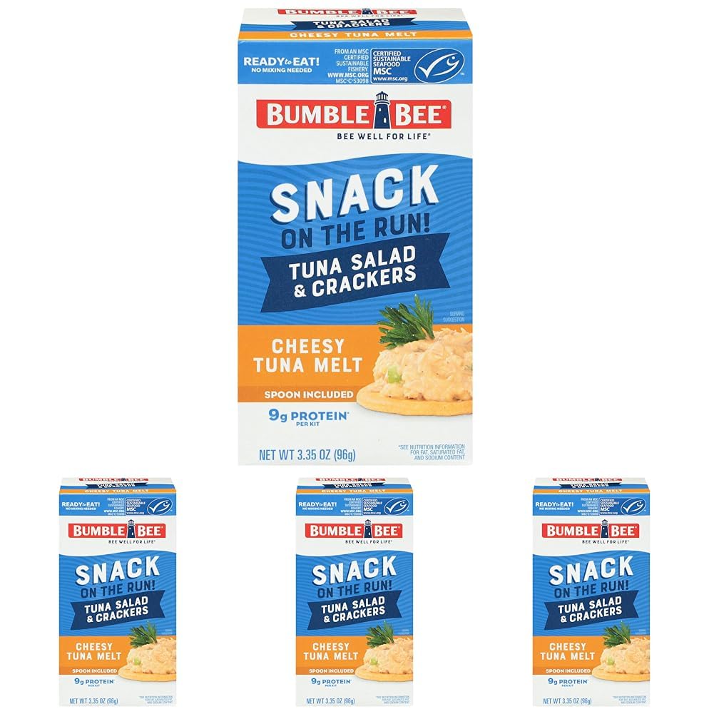 Bumble Bee Snack On The Run Original Tuna Salad with Crackers Kit (Pack of 12) - Ready to Eat Protein Snack Pack - 8g Protein per Box - Wild Caught MSC Certified Tuna