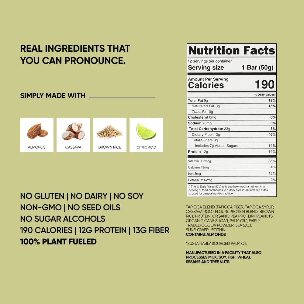 TRUBAR Vegan Protein Bars - Soy Free, Dairy Free, Gluten Free Protein Bars - No Sugar Alcohols - Non-GMO - 12g of Protein - It's Mint To Be Chip - 12 Count