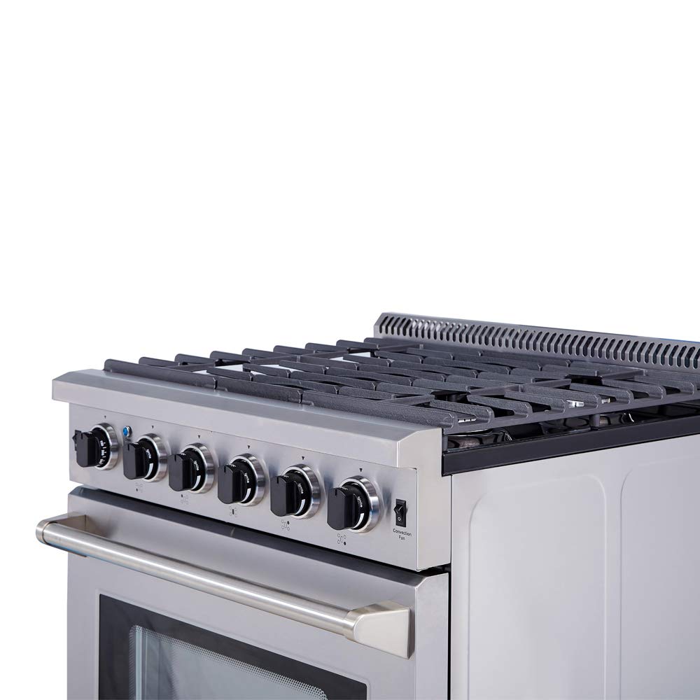 THOR Kitchen Freestanding Professional 30-Inch Gas Range in Stainless Steel - Model LRG3001U