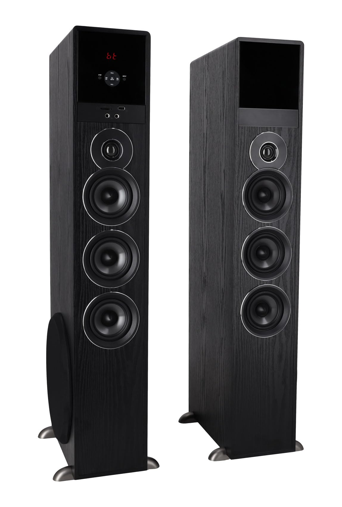 Rockville TM150D Powered Home Theater Tower Speaker System, Dark Wood, 1000W, 10" Subwoofers, Bluetooth, USB/SD Playback, FM Radio, Remote Control, Karaoke Ready, Perfect for Home Entertainment