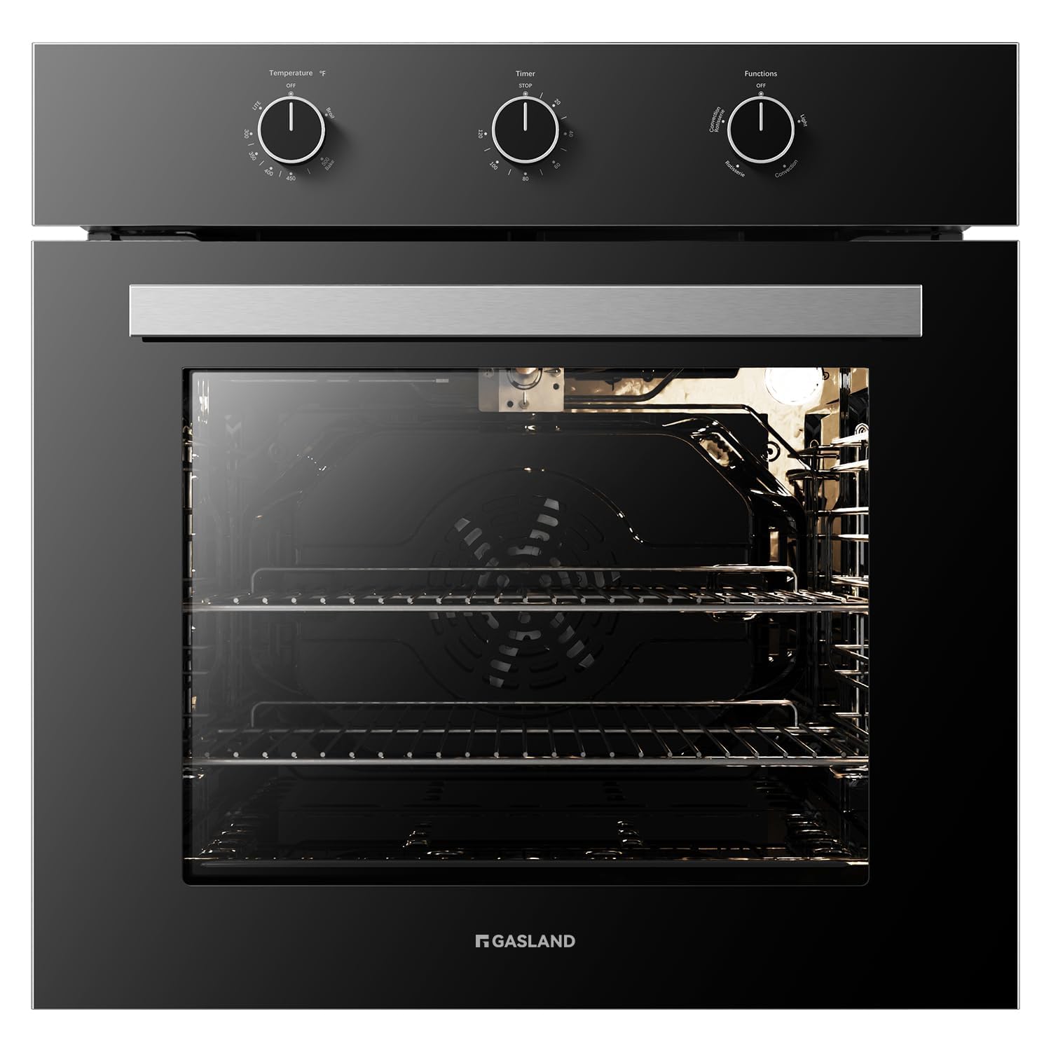 GASLAND 24 Gas Wall Oven, ETL Certified Natural Gas Wall Oven with Bake Broil Rotisserie Functions, Timer and Convection Fan, 120V Cord Plug, 2.12 Cu.ft Capacity, Stainless Steel