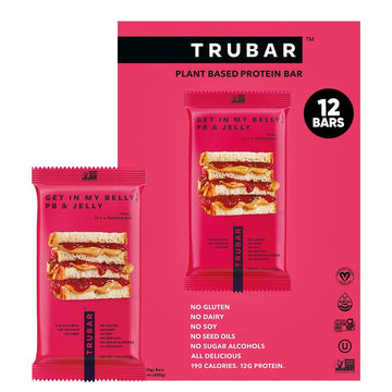 TRUBAR Vegan Protein Bars - Soy Free, Dairy Free, Gluten Free Protein Bars - No Sugar Alcohols - Non-GMO - 12g of Protein - It's Mint To Be Chip - 12 Count