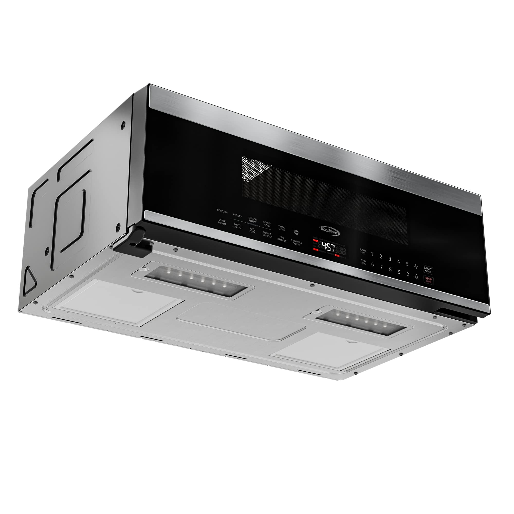 KoolMore Reserve Built-in Microwave Convection Oven with Air Fry, 3-in-1 Combo, Sensor Cook, Soft-Close Door, Stainless Steel, 24 in. / 1.6 cu. ft. with NEMA 5-20P Plug in Black