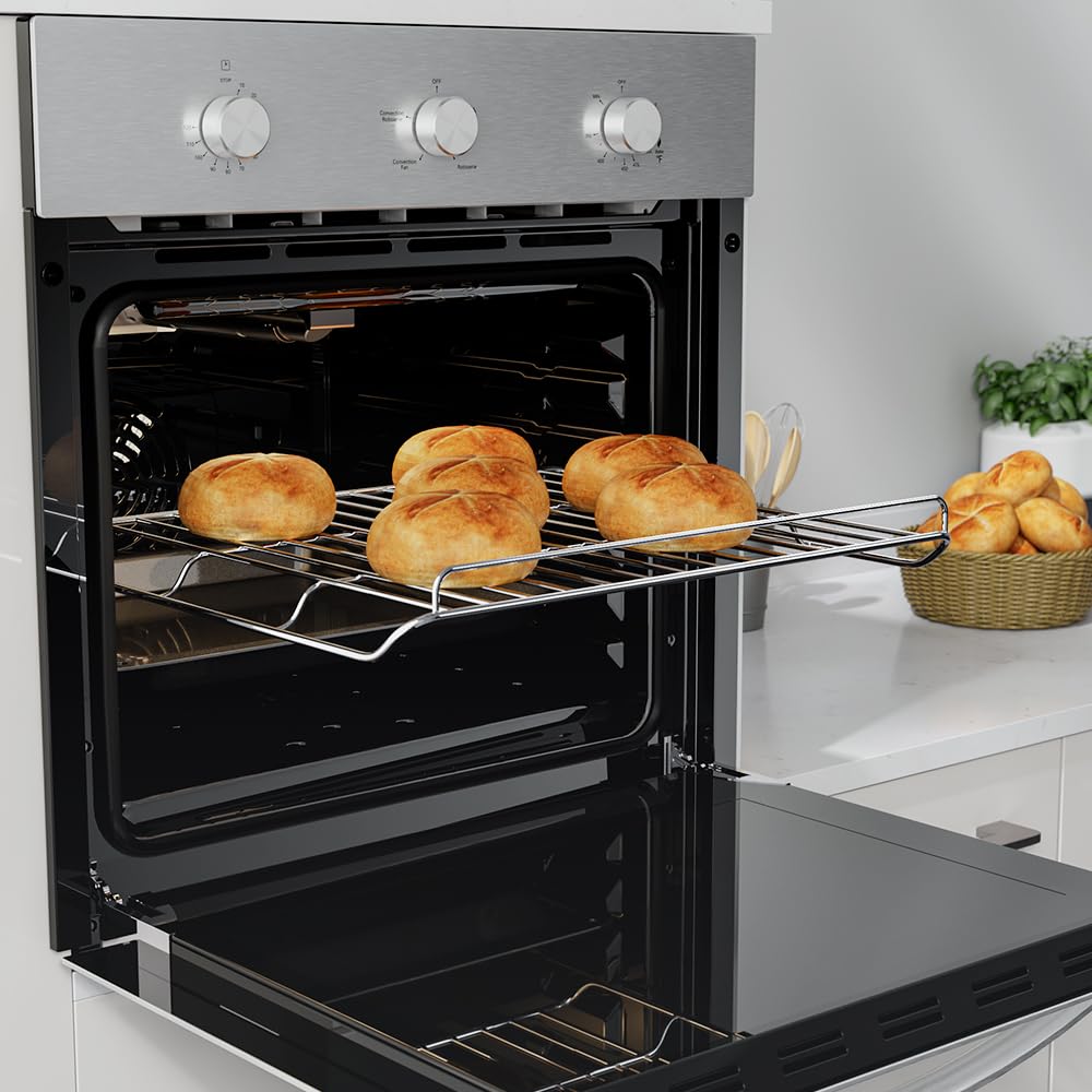 Empava 24 inch Electric Single Wall Oven, 2.5 Cu.ft.. Stainless Steel Built in Wall Oven with Basic Broil Bake Functions, Mechanical Knobs Control, 24WOE40L