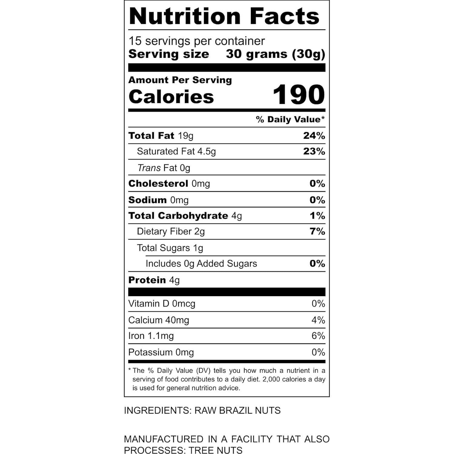 Premium Wild Harvested Raw Brazil Nuts, 1 lb (16oz) – High Selenium, Batch Tested Peanut & Gluten Free, Non-GMO, Kosher, Resealable Bag