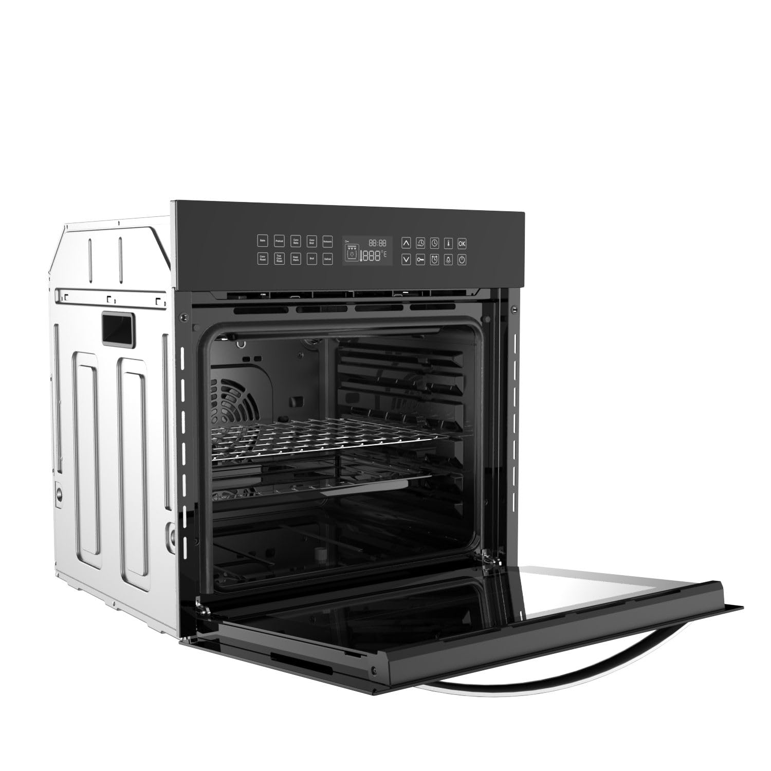 Empava 24 Inch Electric Single Wall Oven 10 Cooking Functions Deluxe 360° ROTISSERIE with Sensitive Touch Control in Stainless Steel, C02