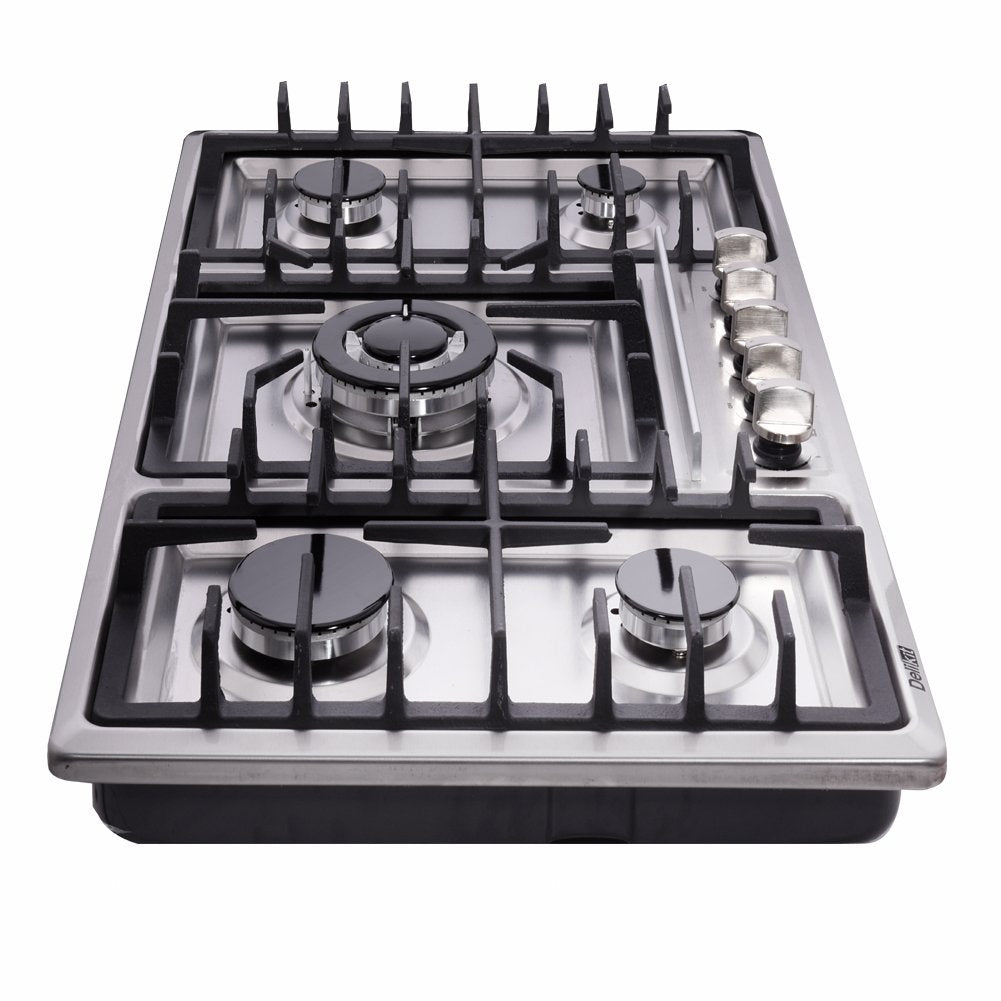 Deli-kit 34 Inch Gas Cooktop Dual Fuel Sealed 5 Burners Stainless Steel Drop-In Gas Hob DK258-A08 Gas Cooker