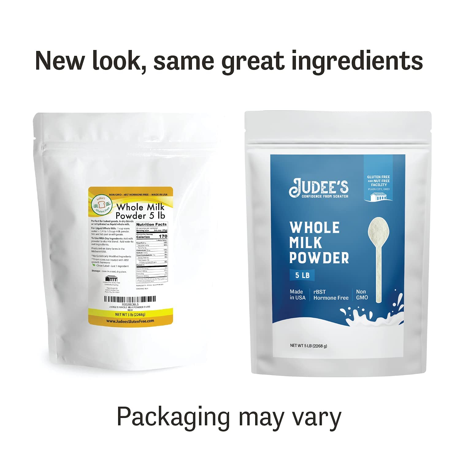 Judee's Gluten Free Whole Milk Powder - Versatile Powdered Milk for Baking - Shelf Stable Dry Mix for Long-Term Storage - 40 oz, Pack of 1