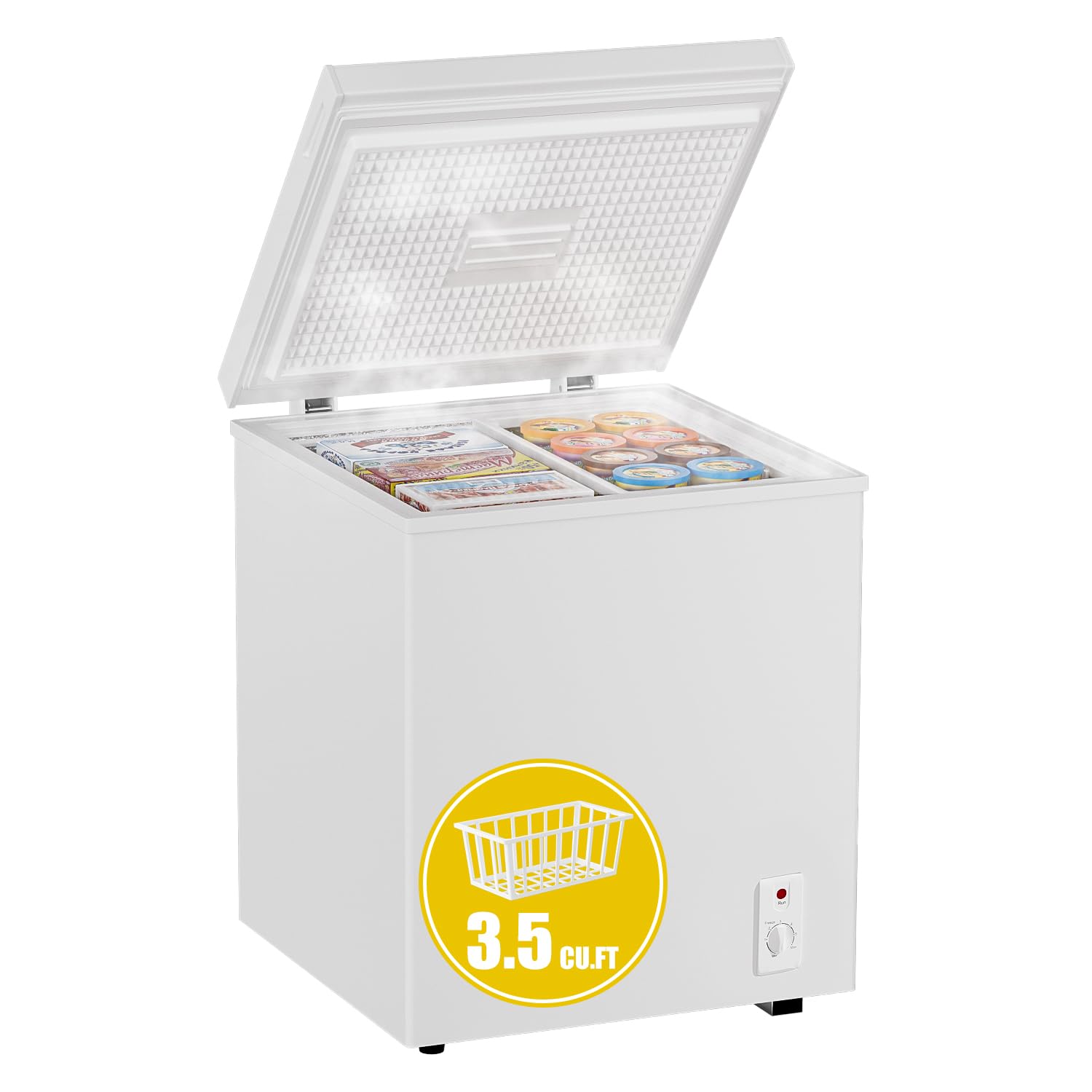 7.0 Cu Ft Chest Freezer - Energy Saving Quiet Top Open Door Mini Freezer Adjustable 6 Thermostat - Compact Small Deep Freezer w/Removable Basket and Defrost Water Drain for Home/Apartment/Garage