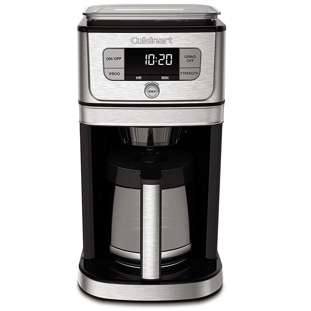 Cuisinart Automatic Grind & Brew 12-Cup Coffee Maker with Blade Grinder, Programmable Coffee Machine Glass Carafe with 1-4 Cup Setting, Brew Pause, Grind-Off Option, DGB-400NAS, Black/Stainless Steel