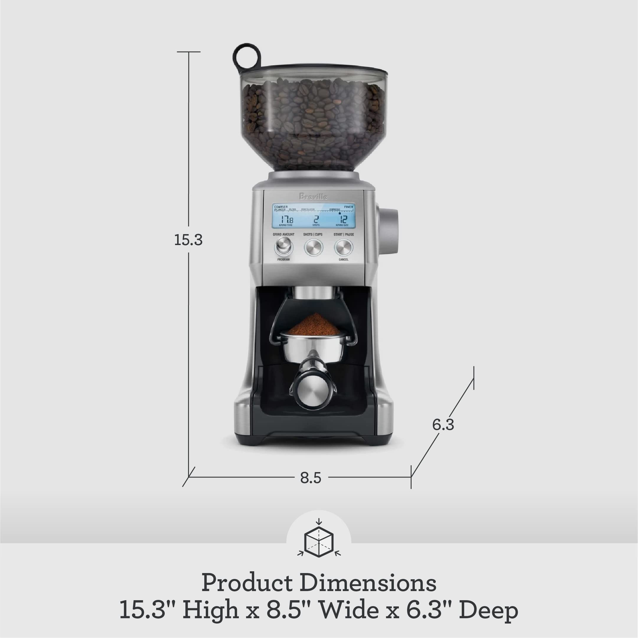 Breville BCG820BSS Smart Grinder Pro for Coffee and Espresso, Brushed Stainless Steel