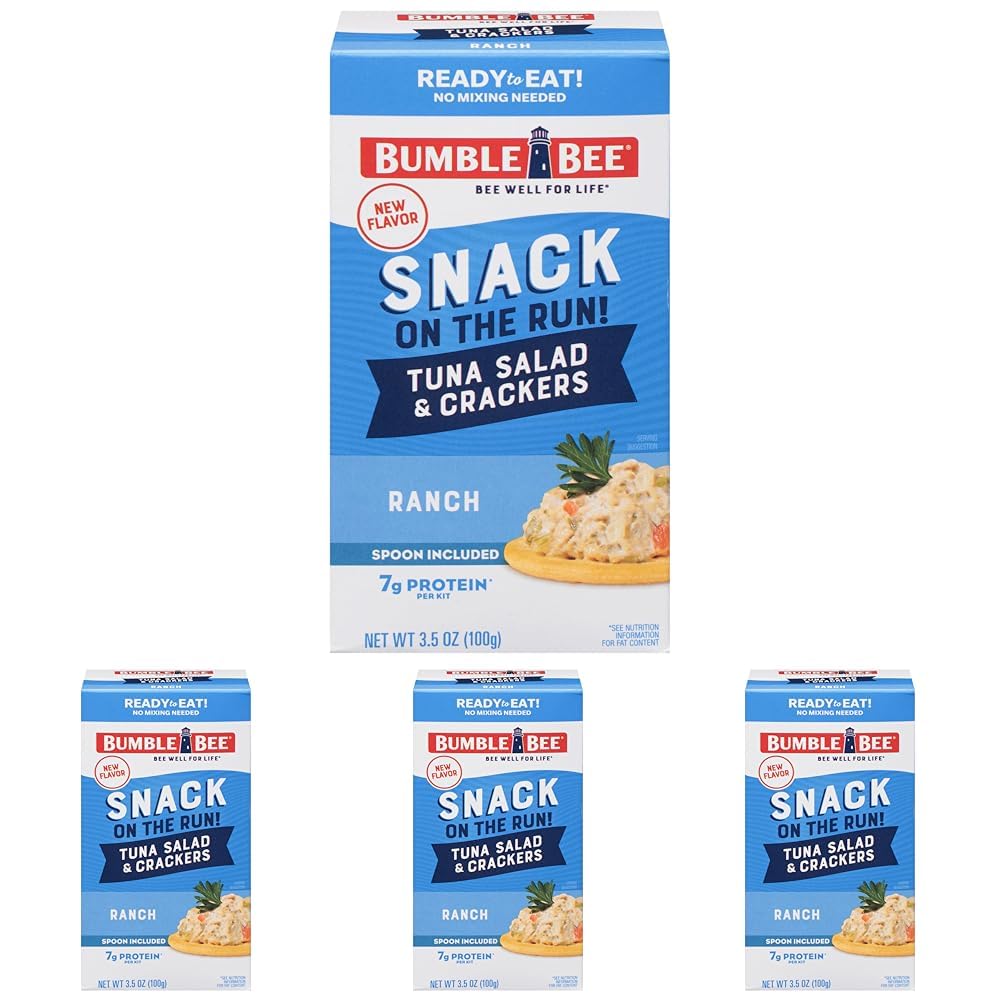 Bumble Bee Snack On The Run Original Tuna Salad with Crackers Kit (Pack of 12) - Ready to Eat Protein Snack Pack - 8g Protein per Box - Wild Caught MSC Certified Tuna