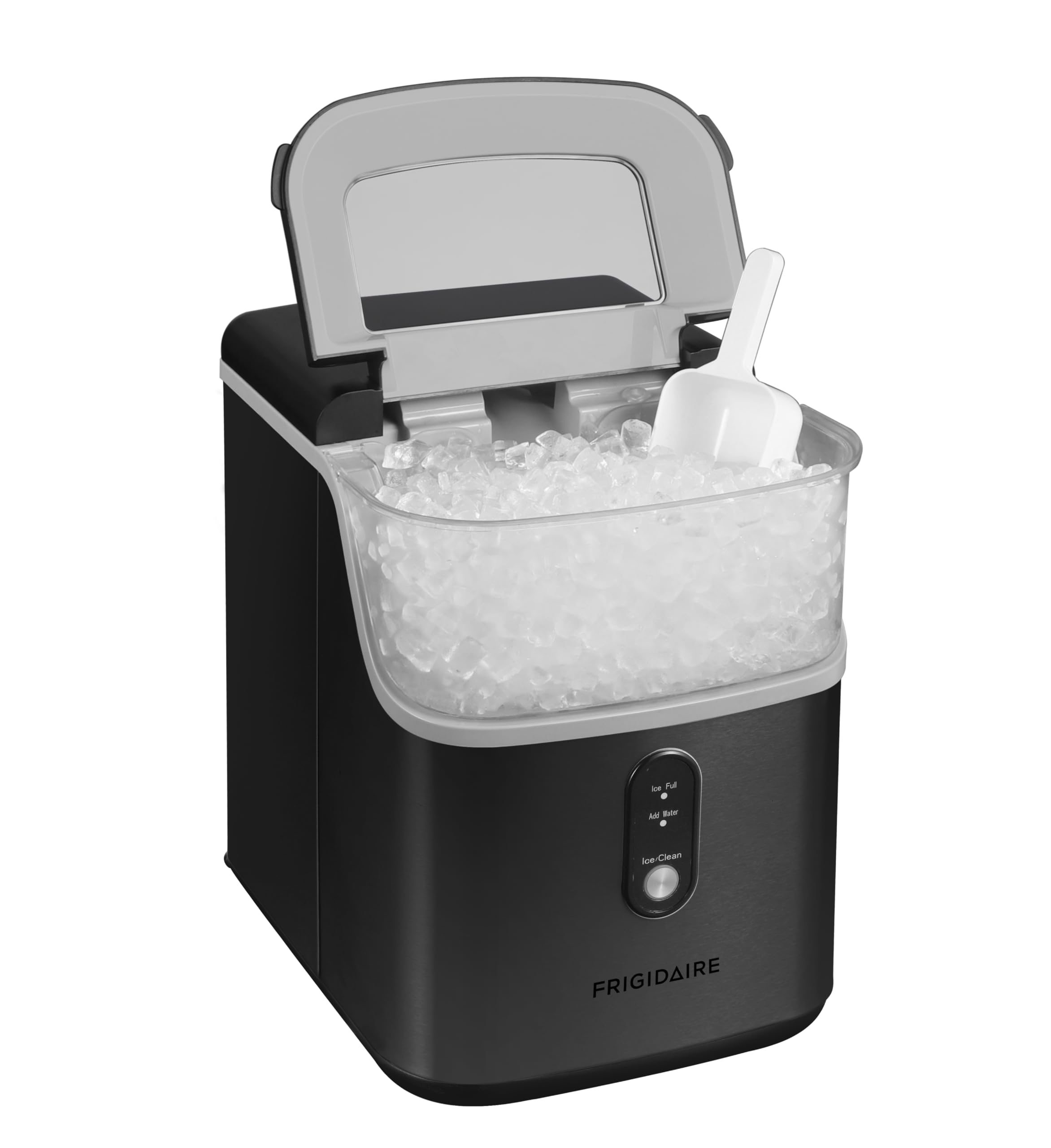 Frigidaire Countertop Crunchy Chewable Nugget Ice Maker, Compact, 33lbs per Day, Metallic Finish