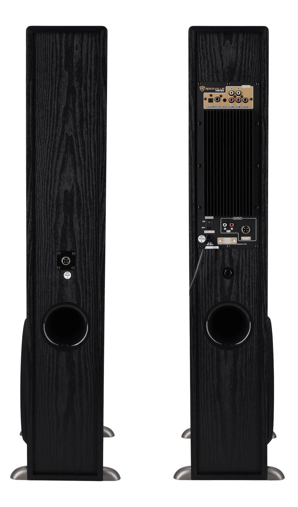 Rockville TM150D Powered Home Theater Tower Speaker System, Dark Wood, 1000W, 10" Subwoofers, Bluetooth, USB/SD Playback, FM Radio, Remote Control, Karaoke Ready, Perfect for Home Entertainment