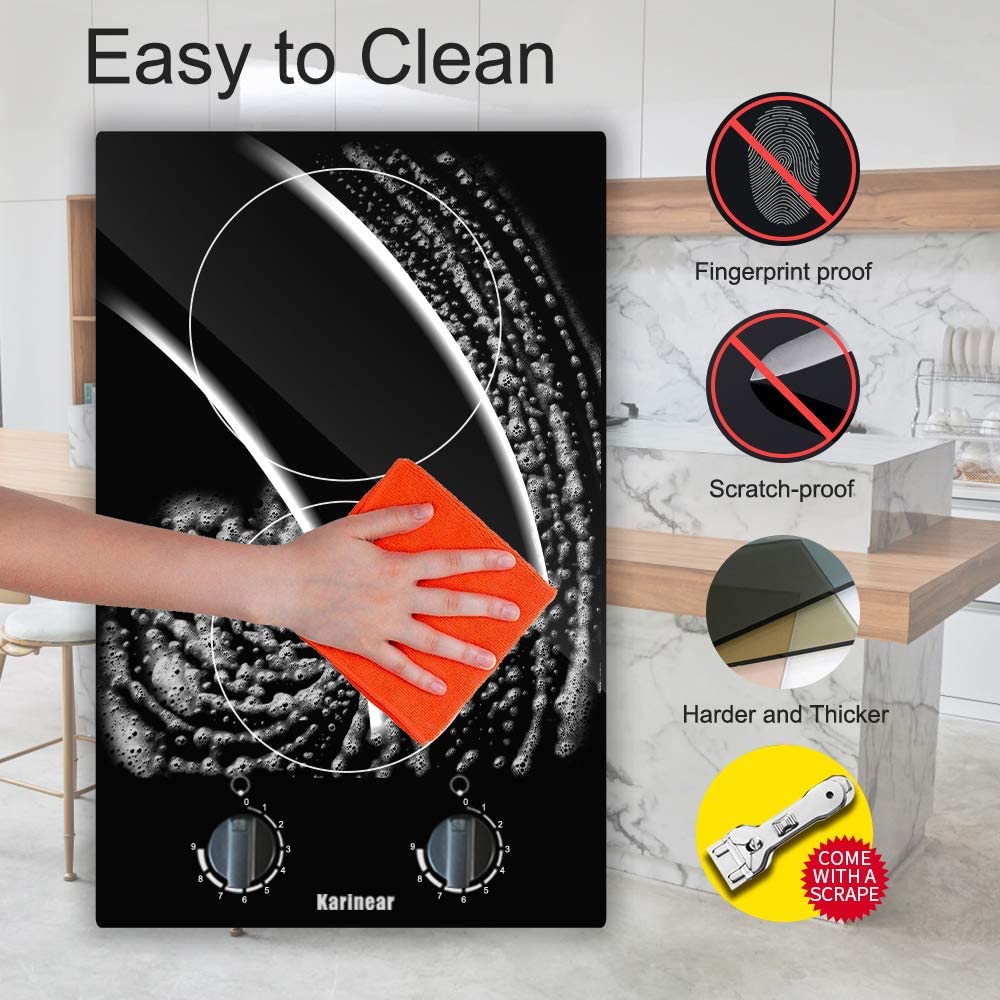 Karinear 30 Inch Electric Cooktop 4 Burners, Knob Control Built-in Ceramic Cooktop, 30" Radiant Electric Stove Top with Glass Protection Metal Frame,Fits Most Existing Cutouts, 220-240v, Hard Wire