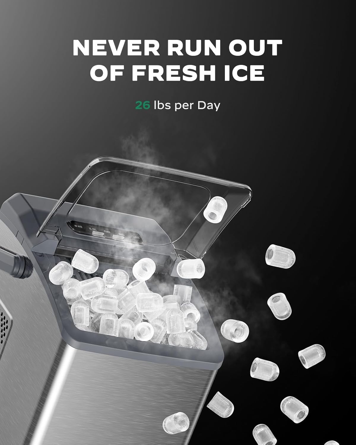 Nugget Ice Maker Countertop, Silonn Chewable Pellet Ice Machine with Self-Cleanin Function, 36lbs/24H Portable Ice Makers for Home Kitchen Officce, Black