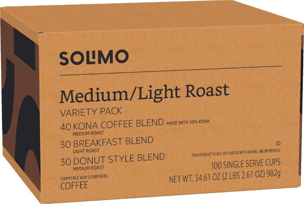 Amazon Brand - Solimo Dark Roast Coffee Pods, Compatible with Keurig 2.0 K-Cup Brewers 100 Count(Pack of 1)