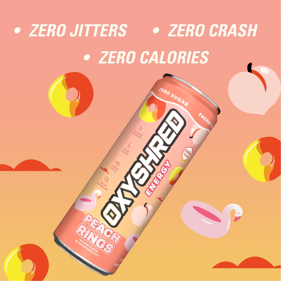 EHP Labs OxyShred Healthy Energy Drink - Zero Sugar Energy Drinks with Amino Acids, Green Tea Extract, Vitamin C & L Carnitine - Zero Carbs, Zero Calories, Clean Caffeine, Bahama Breeze (12-Pack)