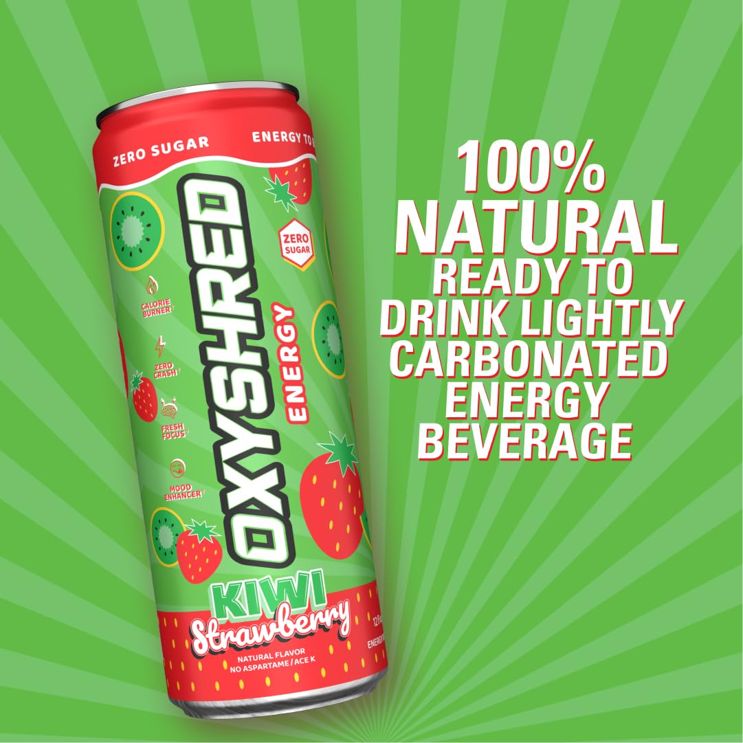 EHP Labs OxyShred Healthy Energy Drink - Zero Sugar Energy Drinks with Amino Acids, Green Tea Extract, Vitamin C & L Carnitine - Zero Carbs, Zero Calories, Clean Caffeine, Bahama Breeze (12-Pack)