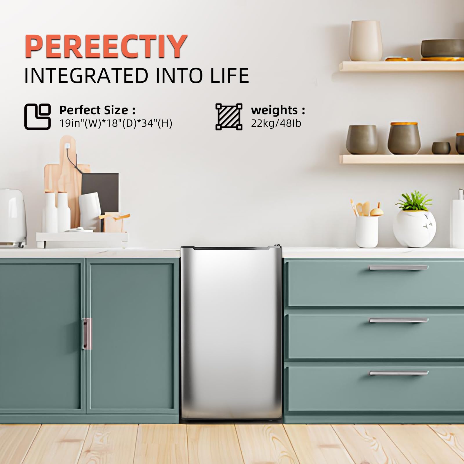 Mini Upright freezer 3.6 Cubic Feet Mini Freezer, Single Door Compact Freezer with Reversible Stainless Steel Door, 3-Speed Temperature Adjustment Small freezer for Home, Glossy Silver