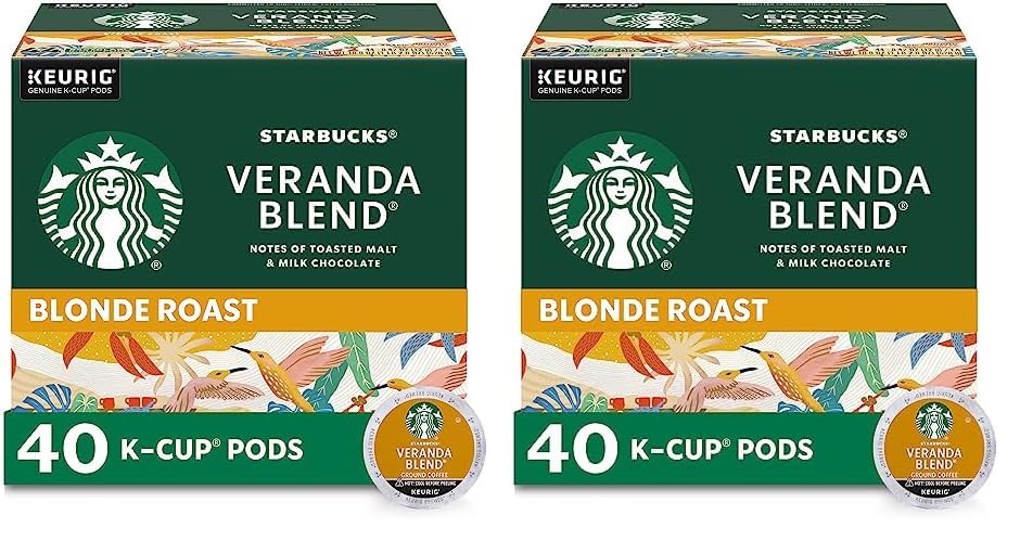 Starbucks K-Cup Coffee Pods, Starbucks Blonde Roast Hot or Iced Coffee, Veranda Blend, 96 Keurig Pods